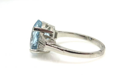 Vintage Oval Aquamarine and Diamond Dress Ring