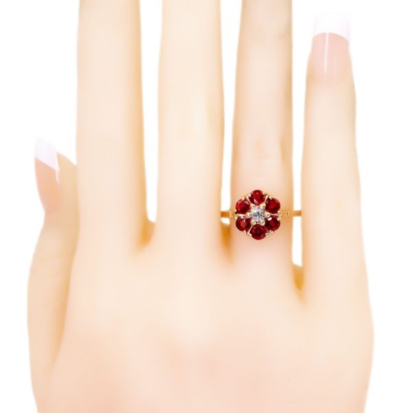 Vintage Padparadscha Sapphire and Diamond Ring