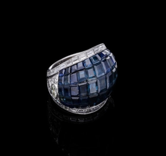 Vintage Pavé Set Sapphire Diamond Ring