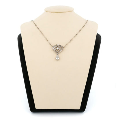 Vintage Pear Shape Diamond Pendant Necklace