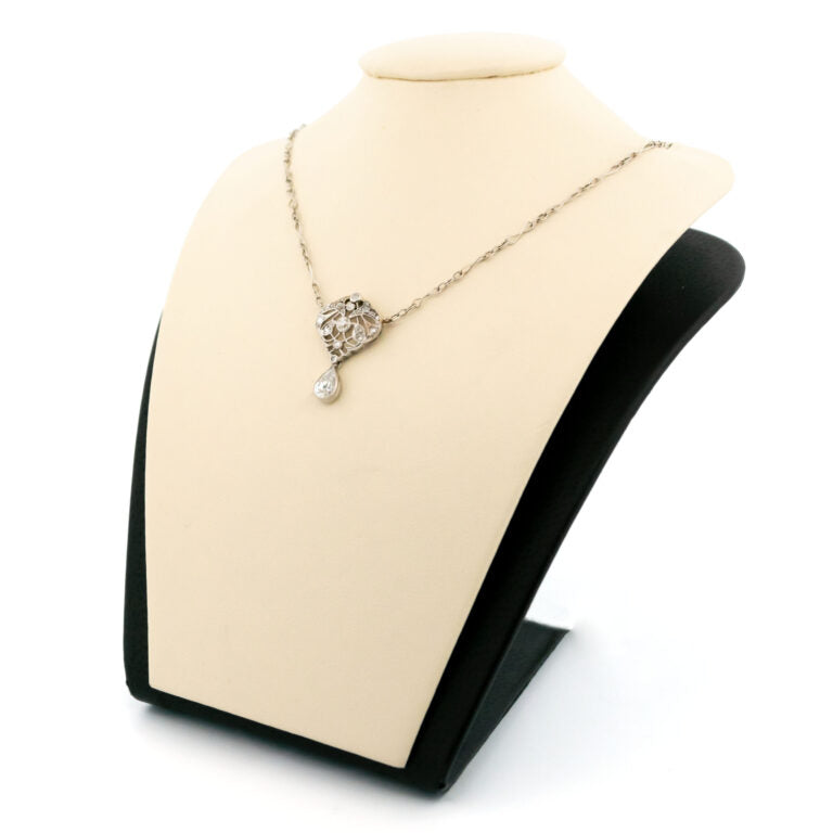 Vintage Pear Shape Diamond Pendant Necklace