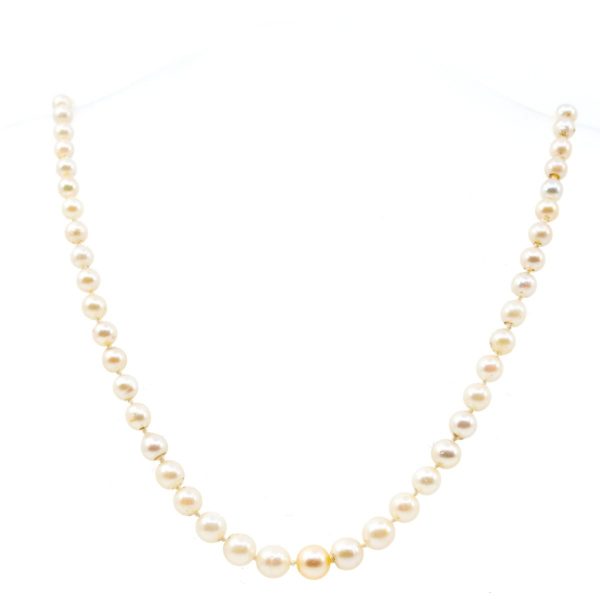 Vintage Pearl Necklace with Diamond and Pearl Clasp BB6