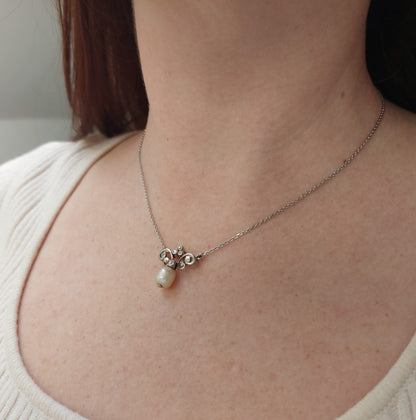 Vintage Pearl and Diamond Pendant Necklace