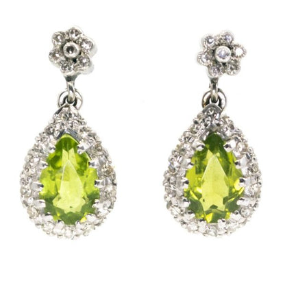 Vintage Peridot and Diamond Drop Earrings