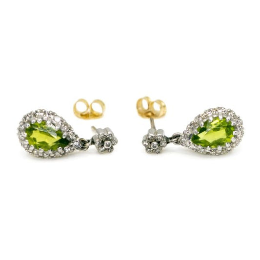 Vintage Peridot and Diamond Drop Earrings