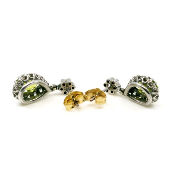 Vintage Peridot and Diamond Drop Earrings