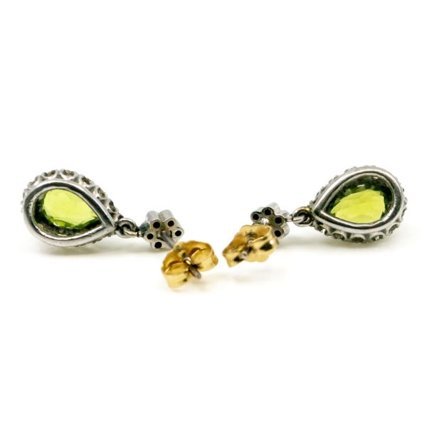 Vintage Peridot and Diamond Drop Earrings