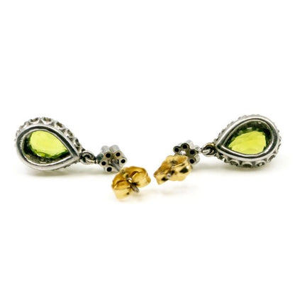 Vintage Peridot and Diamond Drop Earrings
