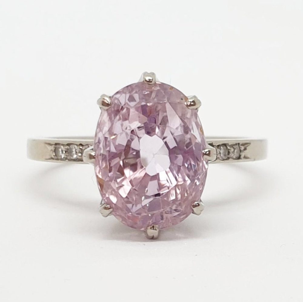 Vintage Pink Sapphire and Diamond Gold Ring