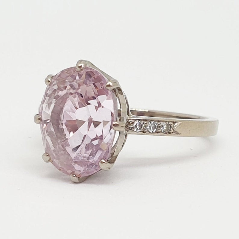 Vintage Pink Sapphire and Diamond Gold Ring