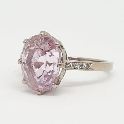 Vintage Pink Sapphire and Diamond Gold Ring