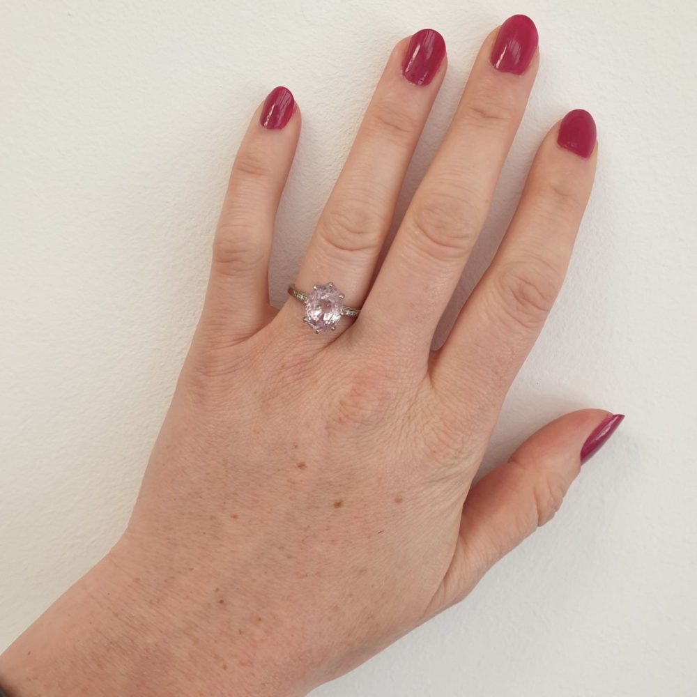 Vintage Pink Sapphire and Diamond Gold Ring