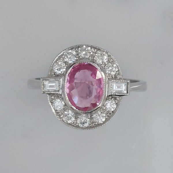 Vintage Pink Sapphire and Diamond Ring, 1.40ct