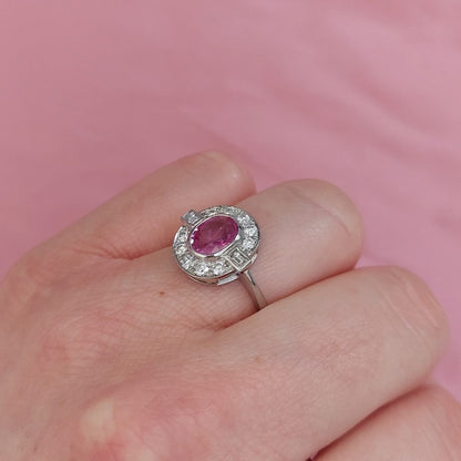 Vintage Pink Sapphire and Diamond Ring, 1.40ct