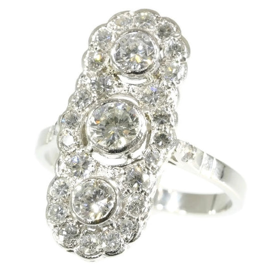 Vintage Plaque Diamond Platinum Ring