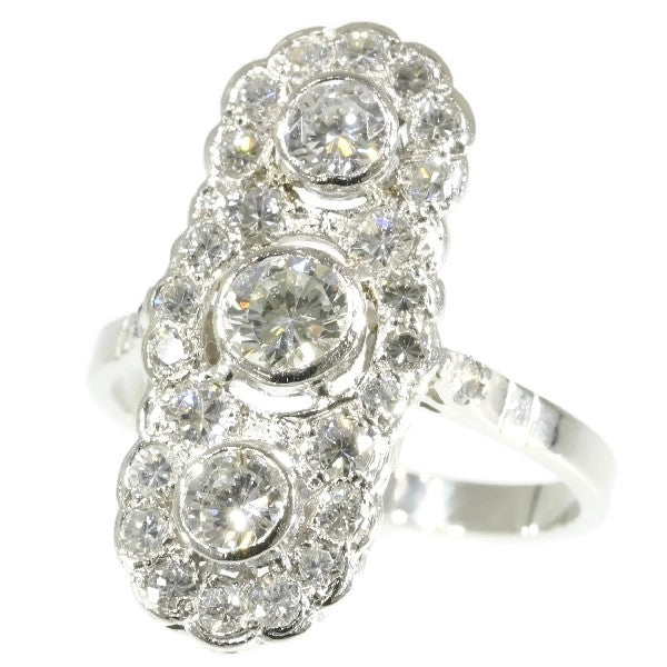Vintage Plaque Diamond Platinum Ring