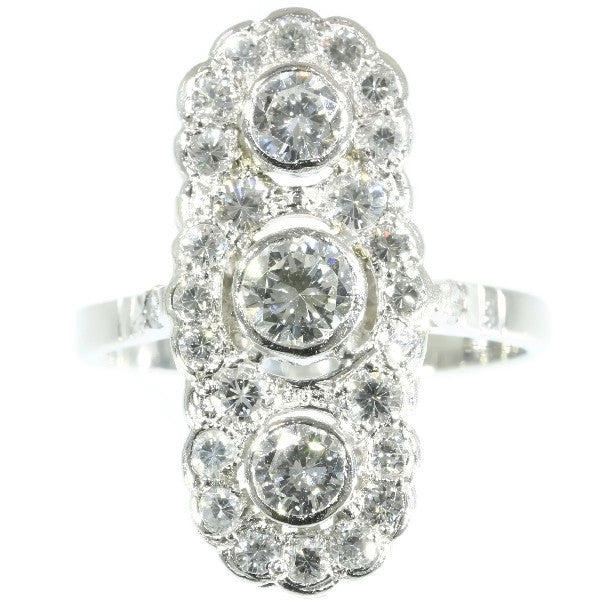 Vintage Plaque Diamond Platinum Ring