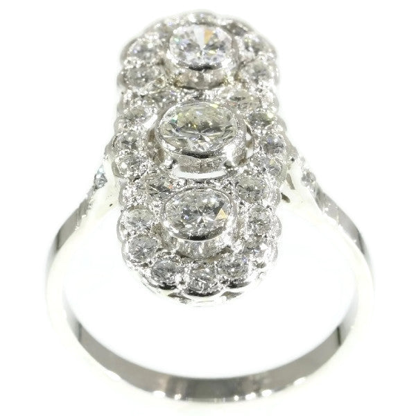 Vintage Plaque Diamond Platinum Ring