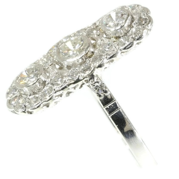 Vintage Plaque Diamond Platinum Ring