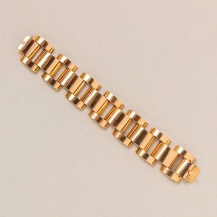 Vintage Retro 18ct Yellow Gold Tank Bracelet-