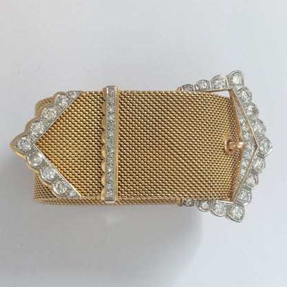 Vintage Retro Diamond Buckle Bracelet, 5 carats