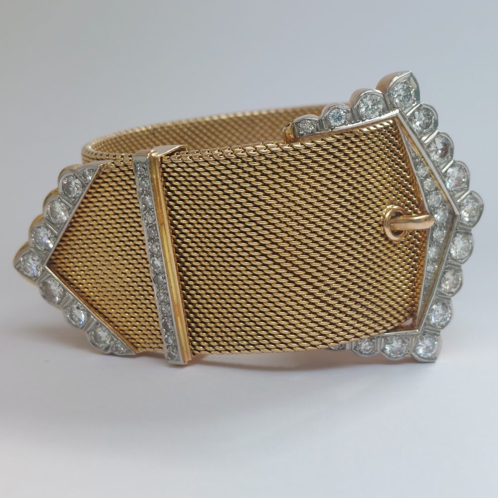 Vintage Retro Diamond Buckle Bracelet, 5 carats