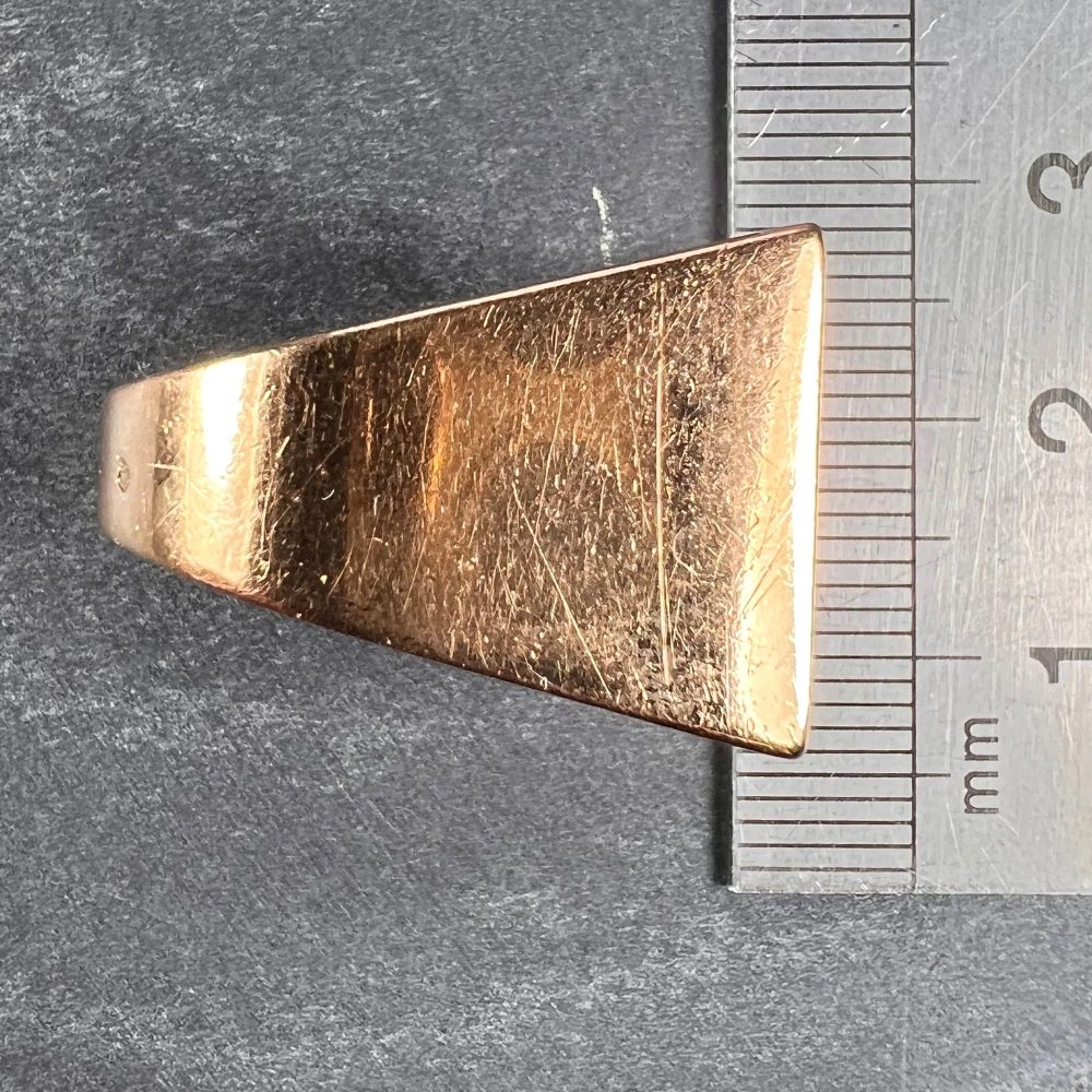 Vintage Retro Marin Paris Emerald Set Gold Tank Ring