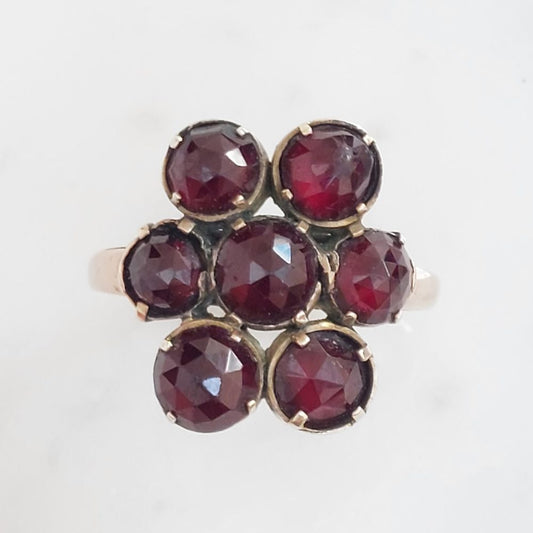 Vintage Rose Cut Garnet Dress Ring
