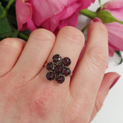 Vintage Rose Cut Garnet Dress Ring