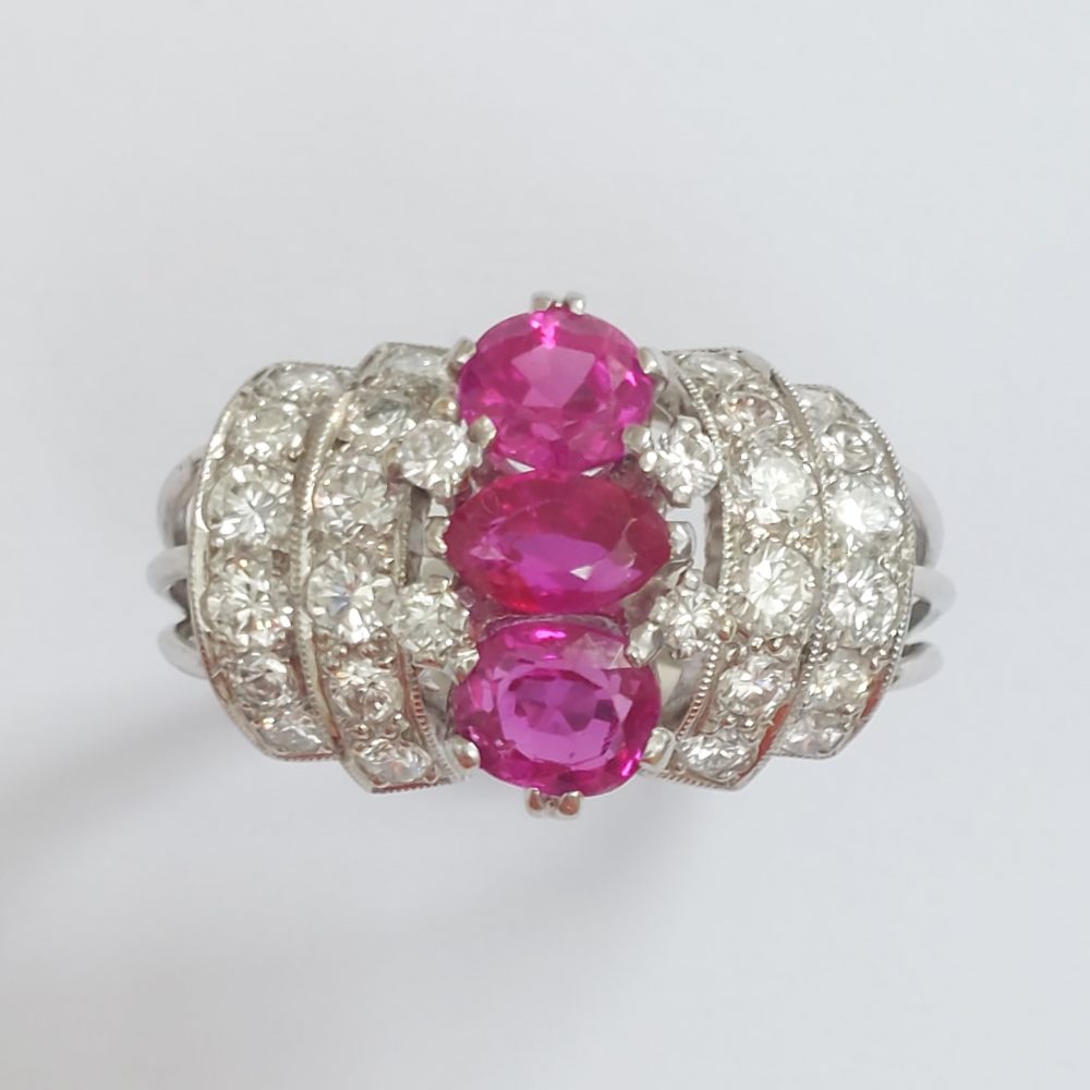 Vintage Ruby and Diamond Bombé Ring