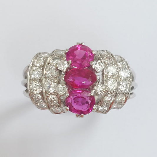 Vintage Ruby and Diamond Bombé Ring