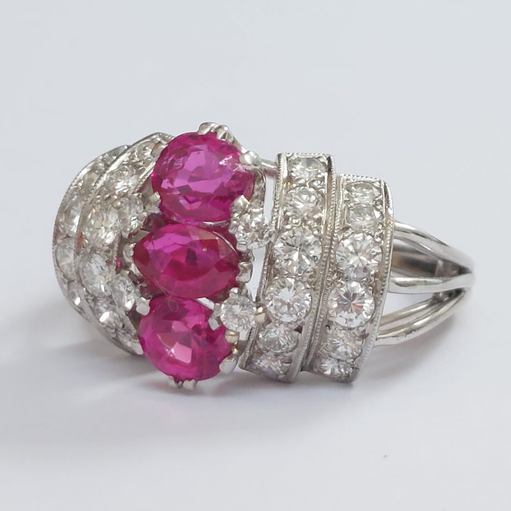 Vintage Ruby and Diamond Bombé Ring