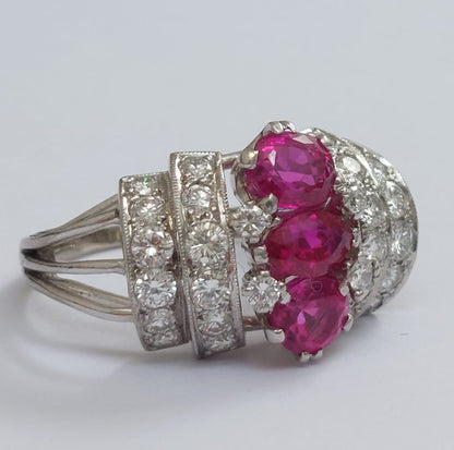 Vintage Ruby and Diamond Bombé Ring