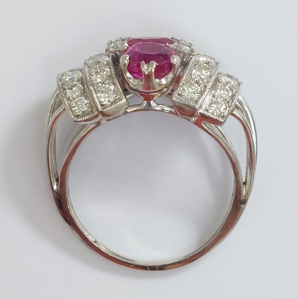 Vintage Ruby and Diamond Bombé Ring