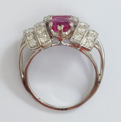 Vintage Ruby and Diamond Bombé Ring