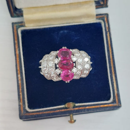 Vintage Ruby and Diamond Bombé Ring