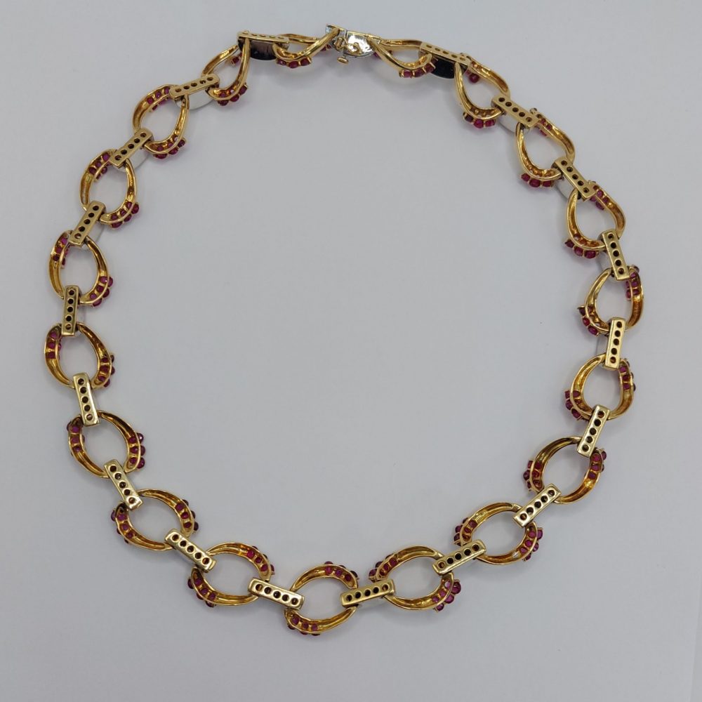 Vintage Ruby and Diamond Chain Necklace