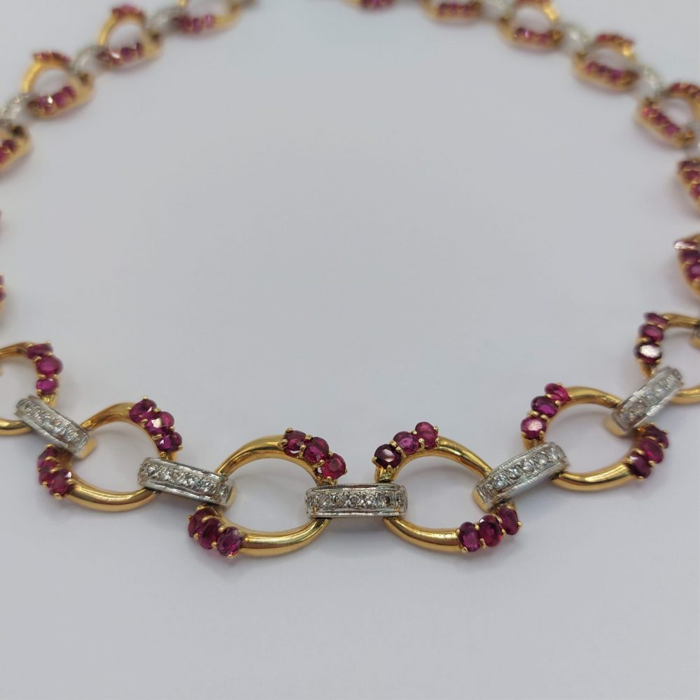 Vintage Ruby and Diamond Chain Necklace