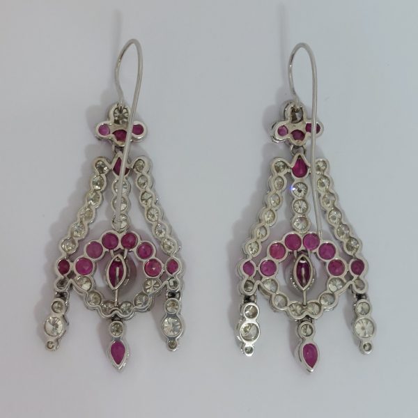 Vintage 4ct Diamond and Ruby Drop Earrings