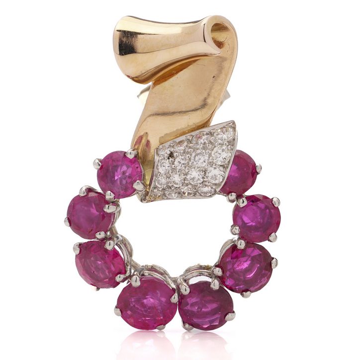 Vintage Ruby and Diamond Earrings by Drayson