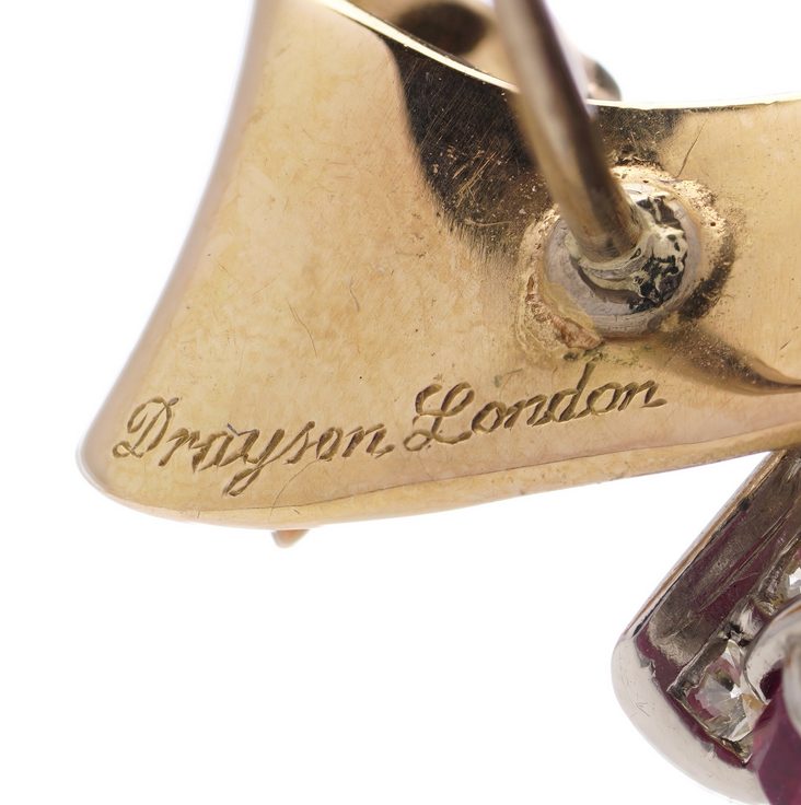 Vintage Ruby and Diamond Earrings by Drayson