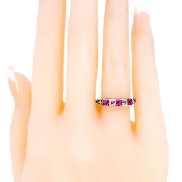 Vintage Ruby and Diamond Platinum Ring