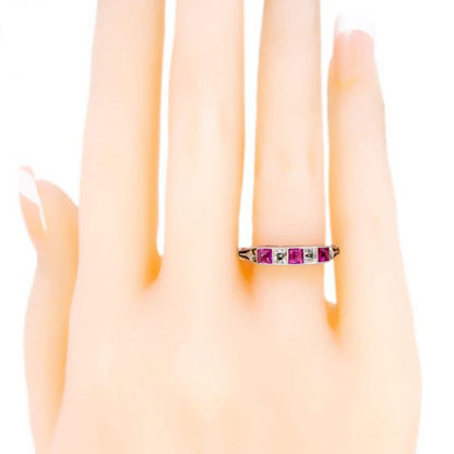 Vintage Ruby and Diamond Platinum Ring