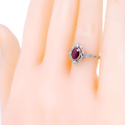 Vintage Ruby and Diamond Quatrefoil Cluster Ring