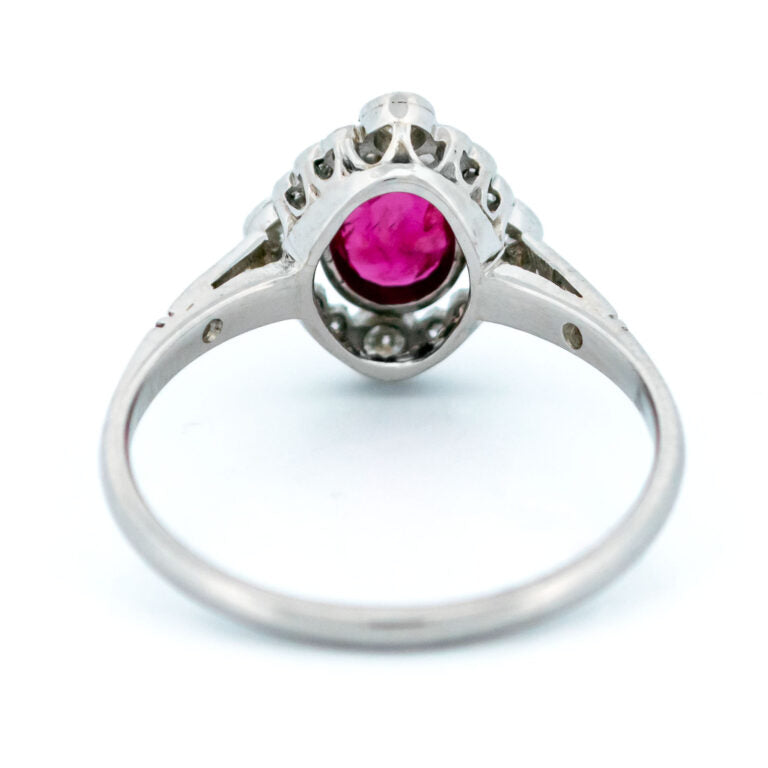 Vintage Ruby and Diamond Quatrefoil Cluster Ring