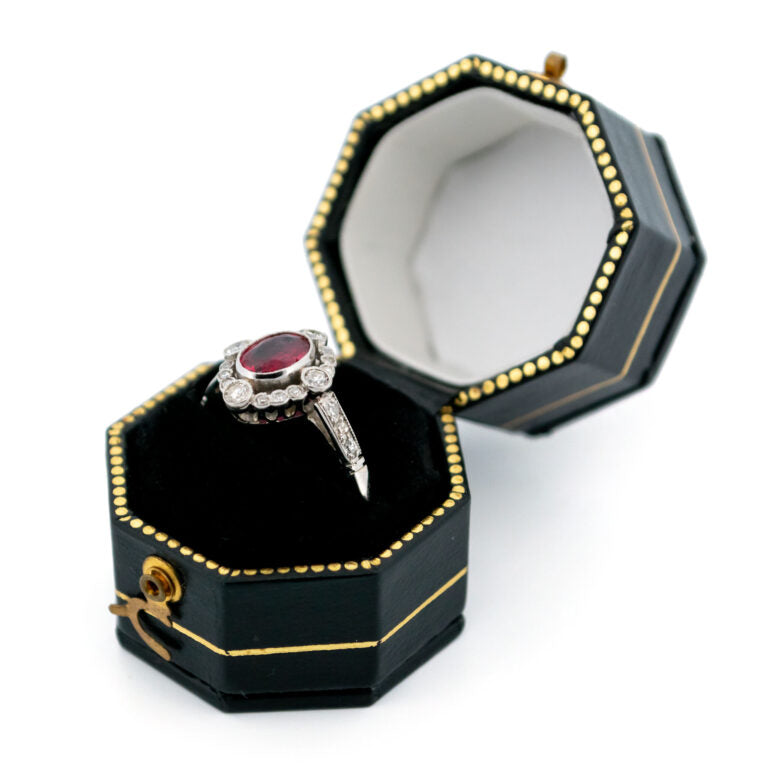 Vintage Ruby and Diamond Quatrefoil Cluster Ring