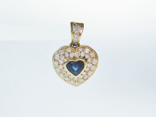 Vintage Sapphire & Diamond Heart Pendant
