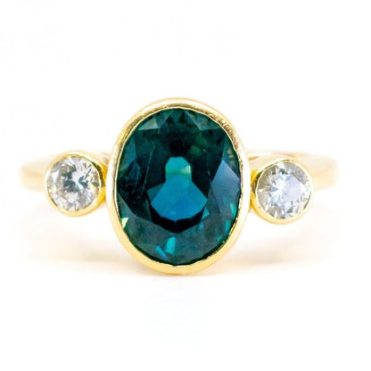 Vintage Sapphire Diamond Three Stone Ring