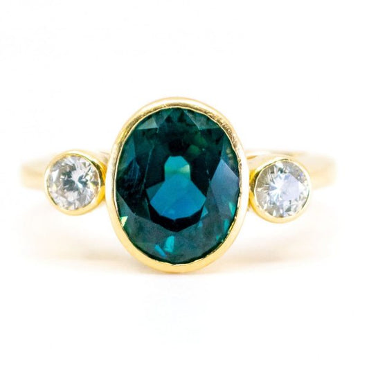 Vintage Sapphire Diamond Three Stone Ring