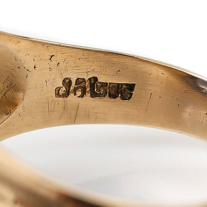 Vintage Danish Synthetic Sapphire and 14ct Yellow Gold Mens Signet Ring